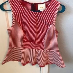 Red and white peplum top